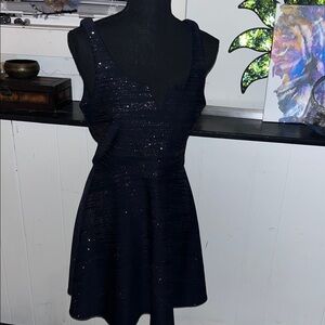 Three Hearts Black Sparkle Mini Dress